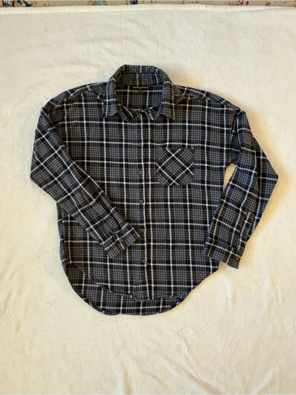Brandy Melville Black and Gray Plaid Shirt